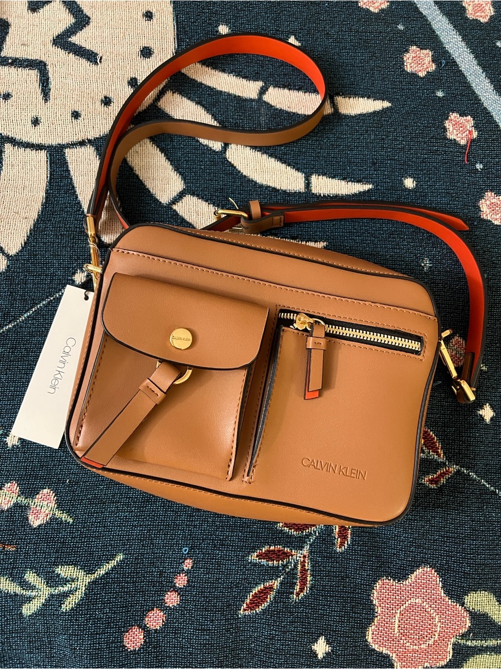 Calvin Klein Saddle Tan Crossbody bag/purse NWT